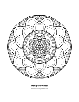 Chakra & Healing Mandalas coloring page — 07 Manipura Wheel