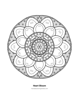 Chakra & Healing Mandalas coloring page — 10 Heart Bloom