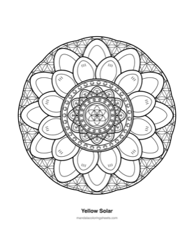 Chakra & Healing Mandalas coloring page — 14 Yellow Solar