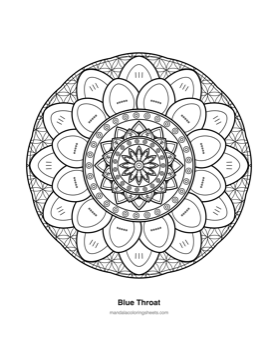 Chakra & Healing Mandalas coloring page — 15 Blue Throat