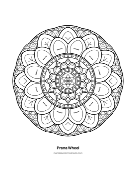 Chakra & Healing Mandalas coloring page — 21 Prana Wheel
