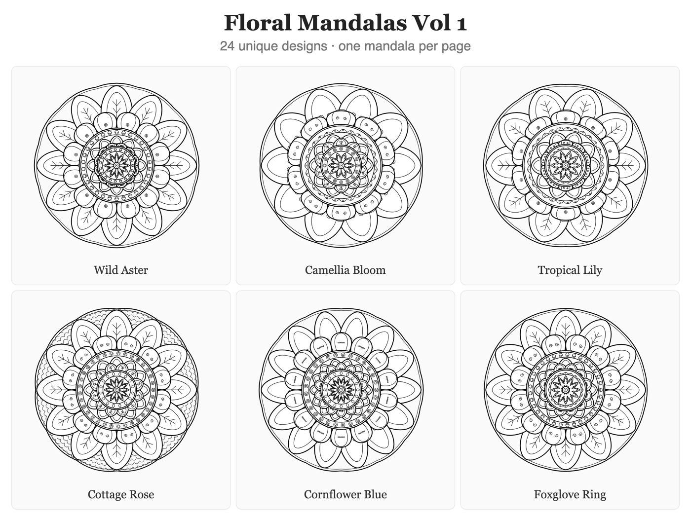 Floral Mandalas — all pages at a glance