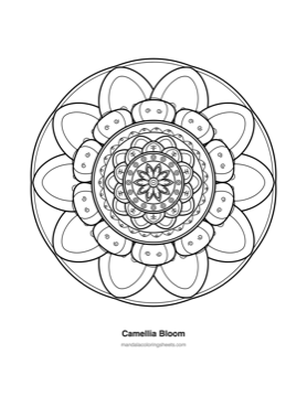 Floral Mandalas coloring page — 02 Camellia Bloom