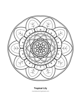 Floral Mandalas coloring page — 03 Tropical Lily