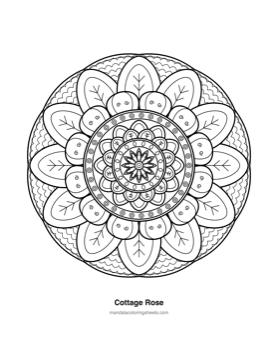Floral Mandalas coloring page — 04 Cottage Rose