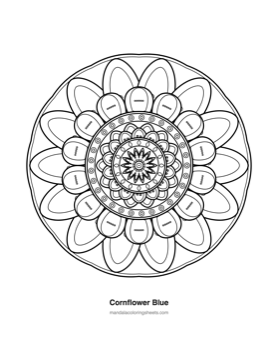 Floral Mandalas coloring page — 05 Cornflower Blue