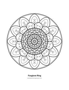 Floral Mandalas coloring page — 06 Foxglove Ring
