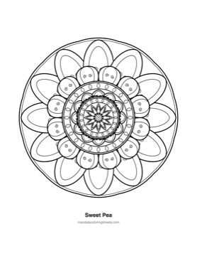 Floral Mandalas coloring page — 07 Sweet Pea