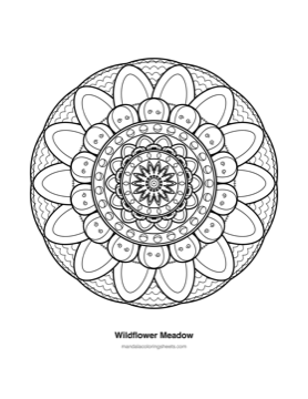 Floral Mandalas coloring page — 09 Wildflower Meadow