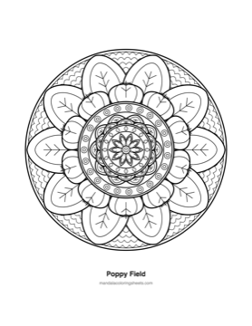 Floral Mandalas coloring page — 10 Poppy Field