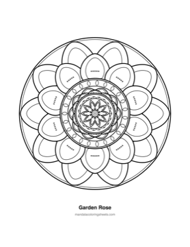 Floral Mandalas coloring page — 11 Garden Rose