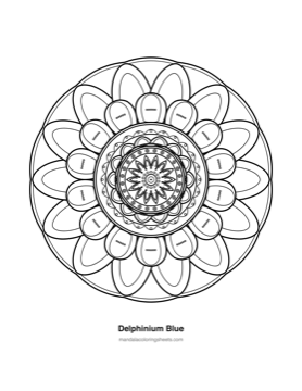 Floral Mandalas coloring page — 13 Delphinium Blue