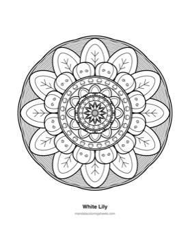 Floral Mandalas coloring page — 15 White Lily