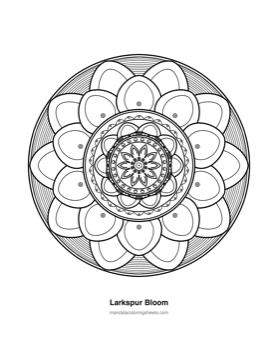 Floral Mandalas coloring page — 16 Larkspur Bloom