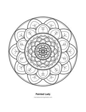 Floral Mandalas coloring page — 19 Painted Lady