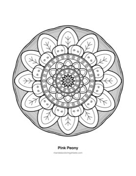 Floral Mandalas coloring page — 20 Pink Peony