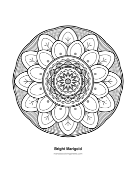 Floral Mandalas coloring page — 21 Bright Marigold
