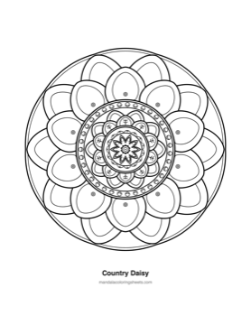 Floral Mandalas coloring page — 23 Country Daisy