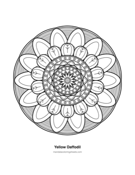 Floral Mandalas coloring page — 24 Yellow Daffodil