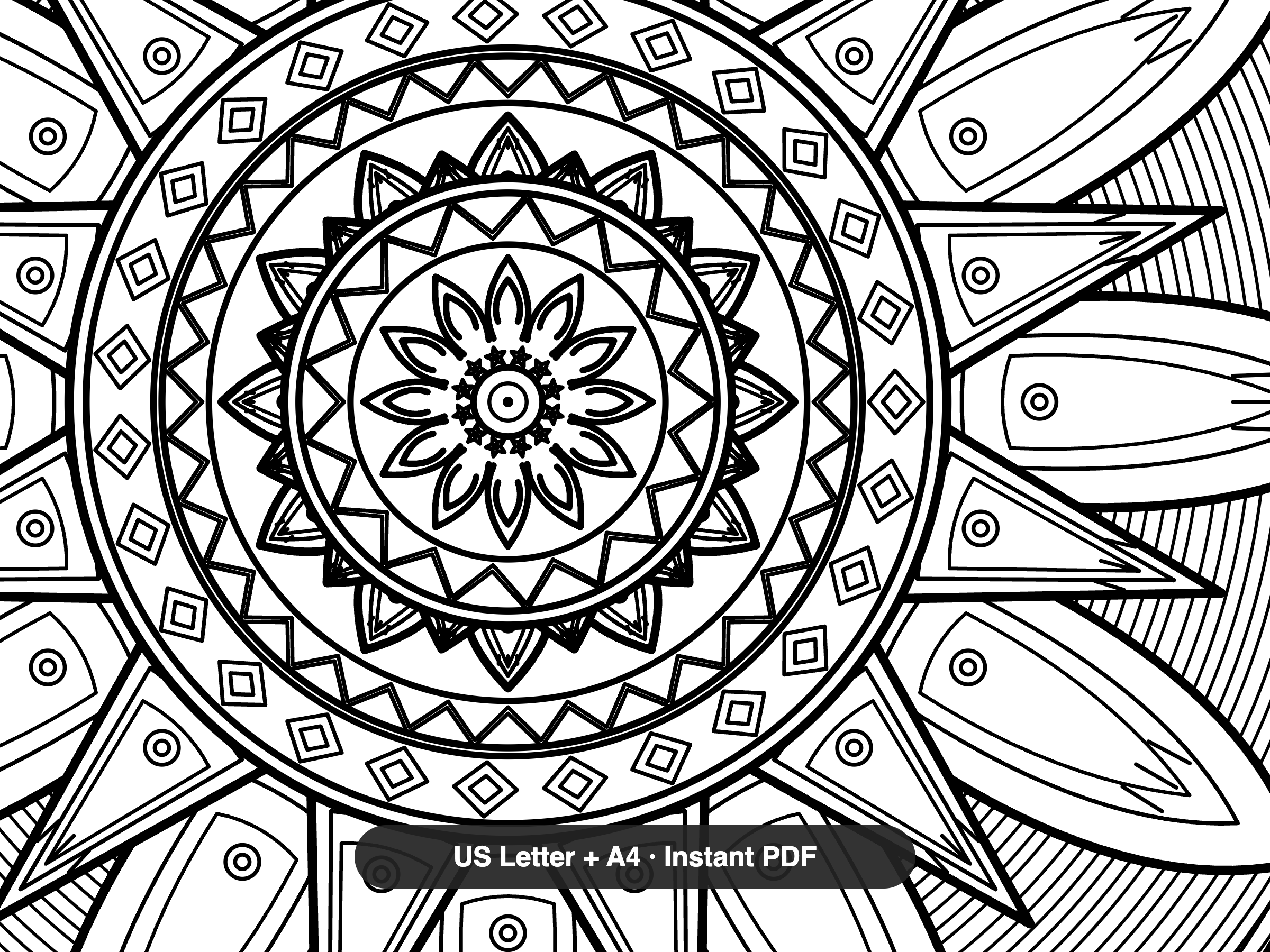 Geometric Detailed Mandalas Coloring Pages — 12 Sheet Bundle preview 3