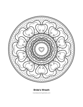 Hearts & Love Mandalas coloring page — 06 Brides Wreath