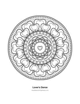 Hearts & Love Mandalas coloring page — 07 Lovers Dance