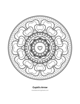 Hearts & Love Mandalas coloring page — 10 Cupids Arrow