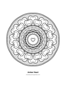 Hearts & Love Mandalas coloring page — 15 Amber Heart