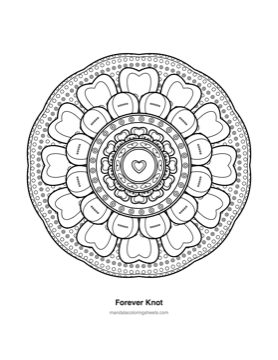Hearts & Love Mandalas coloring page — 17 Forever Knot