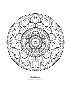 Hearts & Love Mandalas coloring page — 19 Kind Heart