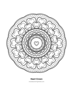 Hearts & Love Mandalas coloring page — 22 Heart Crown