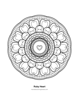 Hearts & Love Mandalas coloring page — 23 Ruby Heart
