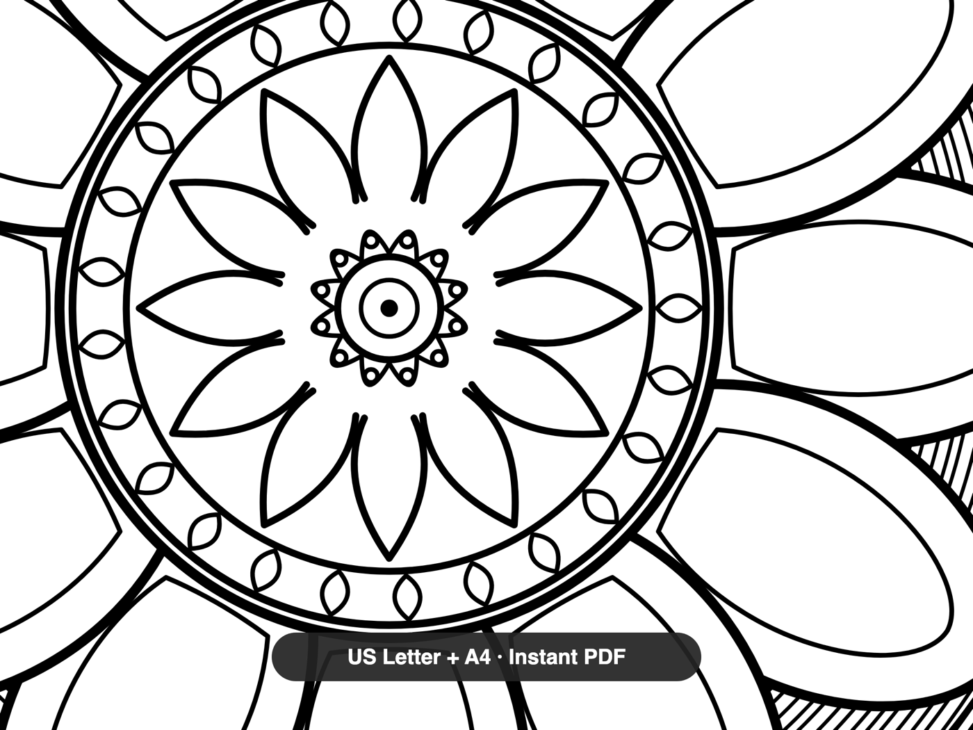 Large-Print Mandalas for Seniors — line-art detail
