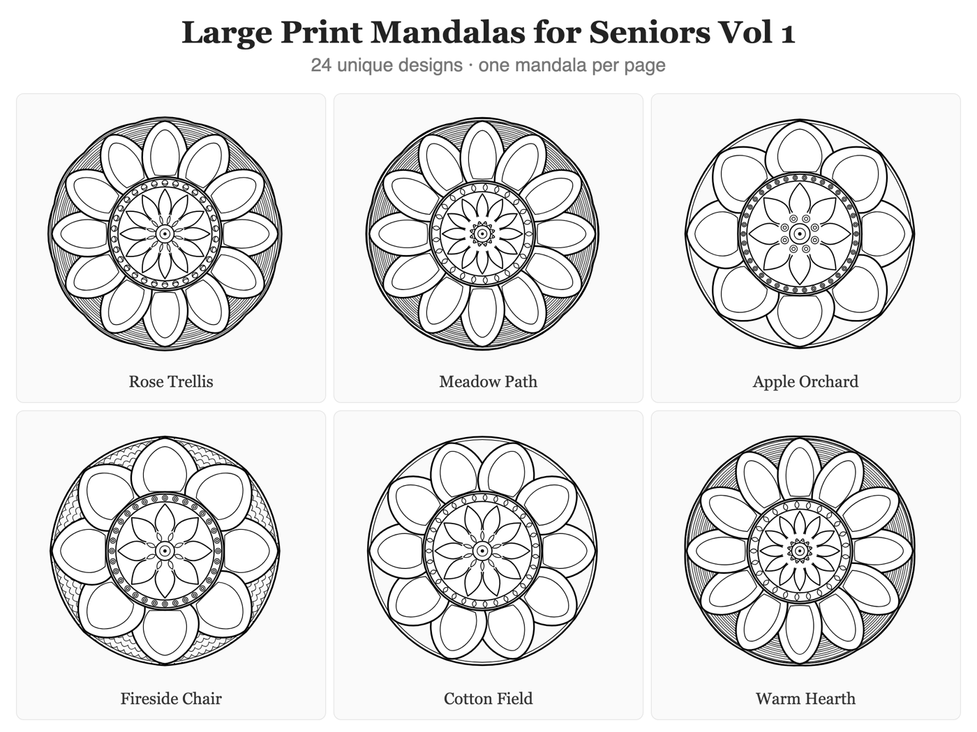 Large-Print Mandalas for Seniors — all pages at a glance