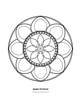 Large-Print Mandalas for Seniors coloring page — 03 Apple Orchard