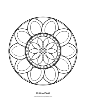 Large-Print Mandalas for Seniors coloring page — 05 Cotton Field