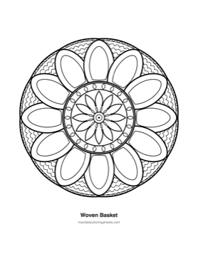 Large-Print Mandalas for Seniors coloring page — 10 Woven Basket