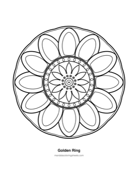 Large-Print Mandalas for Seniors coloring page — 11 Golden Ring