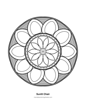 Large-Print Mandalas for Seniors coloring page — 13 Sunlit Chair