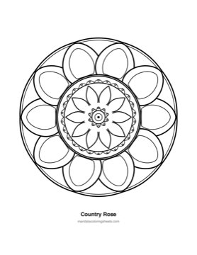 Large-Print Mandalas for Seniors coloring page — 15 Country Rose