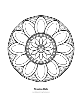 Large-Print Mandalas for Seniors coloring page — 16 Fireside Halo