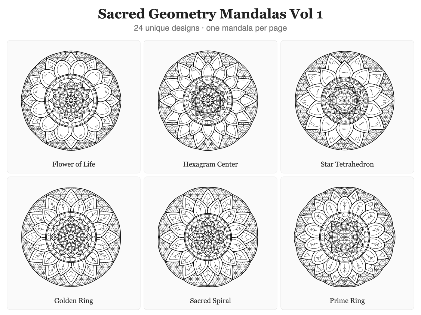 Sacred Geometry Mandalas — all pages at a glance