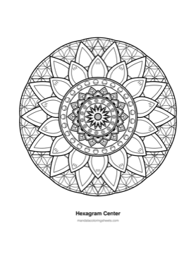 Sacred Geometry Mandalas coloring page — 02 Hexagram Center