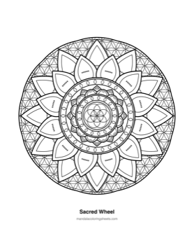Sacred Geometry Mandalas coloring page — 10 Sacred Wheel