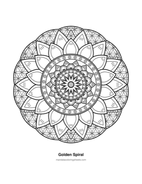 Sacred Geometry Mandalas coloring page — 14 Golden Spiral