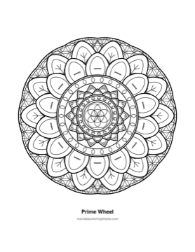 Sacred Geometry Mandalas coloring page — 21 Prime Wheel